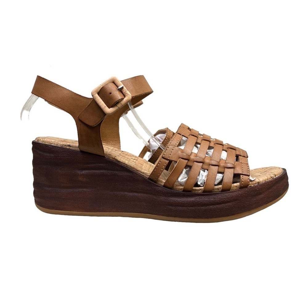 Korks by Kork‎ Ease Marley Platform Sandal Wedge Ankle Strap Brown Women Sz 10M